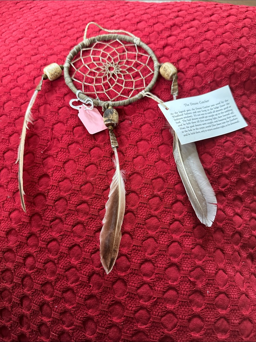 Handmade Neutral Dreamcatcher with Natural Feathers